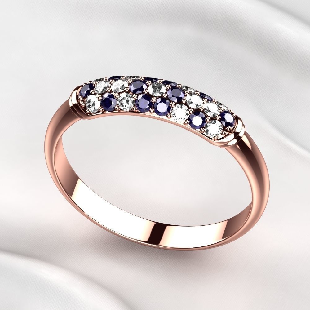 Elegant Pave Gems Gold Ring 3D print model_8