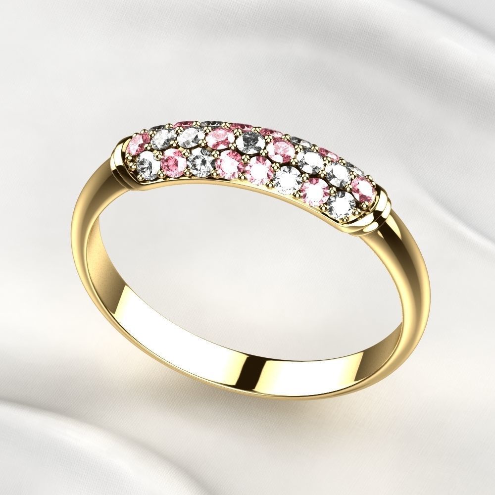 Elegant Pave Gems Gold Ring 3D print model_11