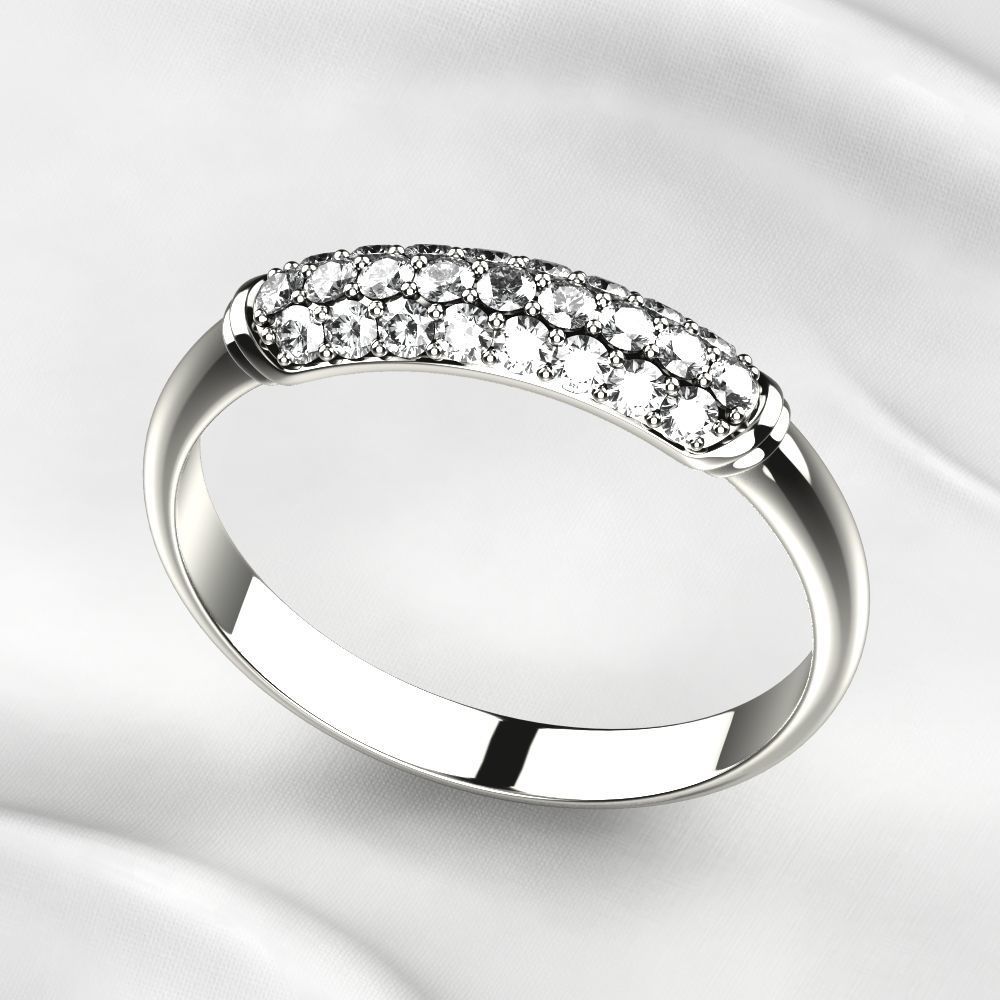 Elegant Pave Gems Gold Ring 3D print model_1