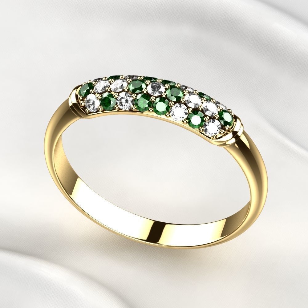 Elegant Pave Gems Gold Ring 3D print model_10