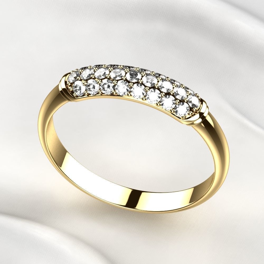 Elegant Pave Gems Gold Ring 3D print model_9