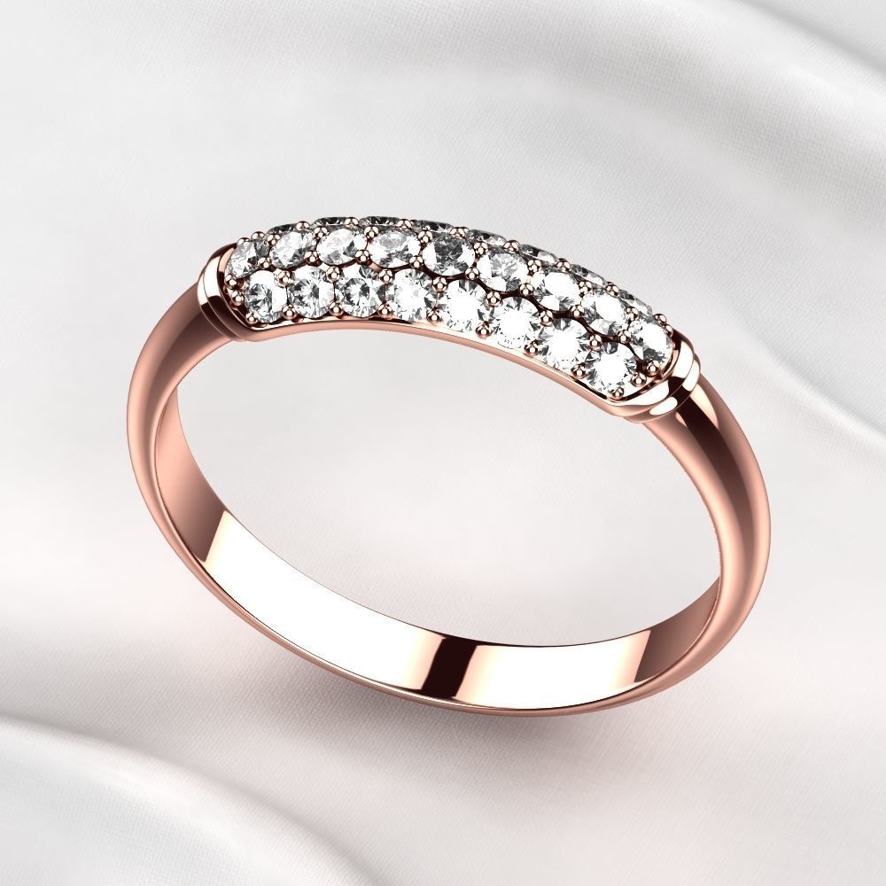 Elegant Pave Gems Gold Ring 3D print model_6