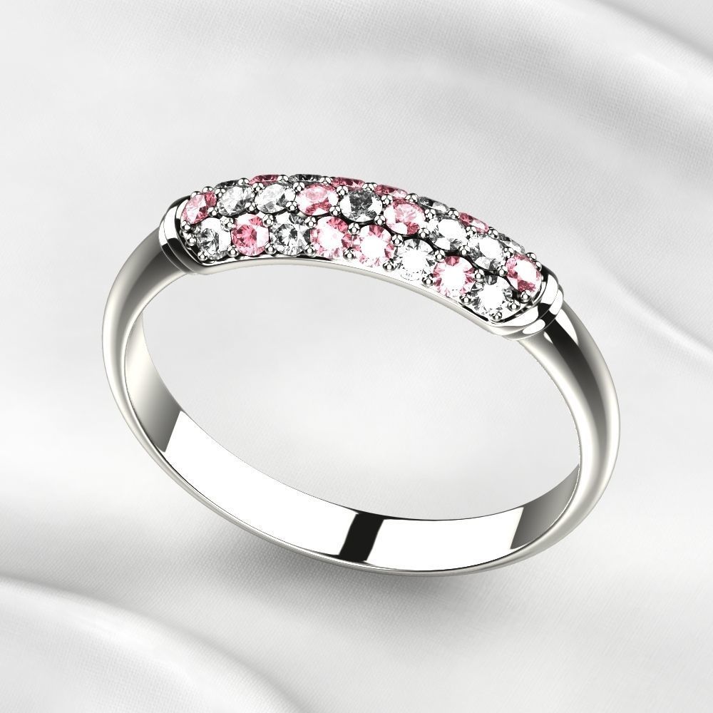 Elegant Pave Gems Gold Ring 3D print model_3