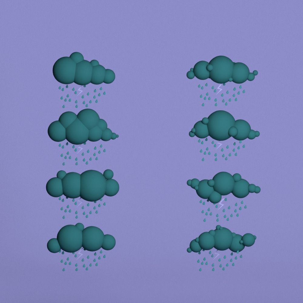 48 Low Poly Clouds Bundle Low-poly 3D model_6