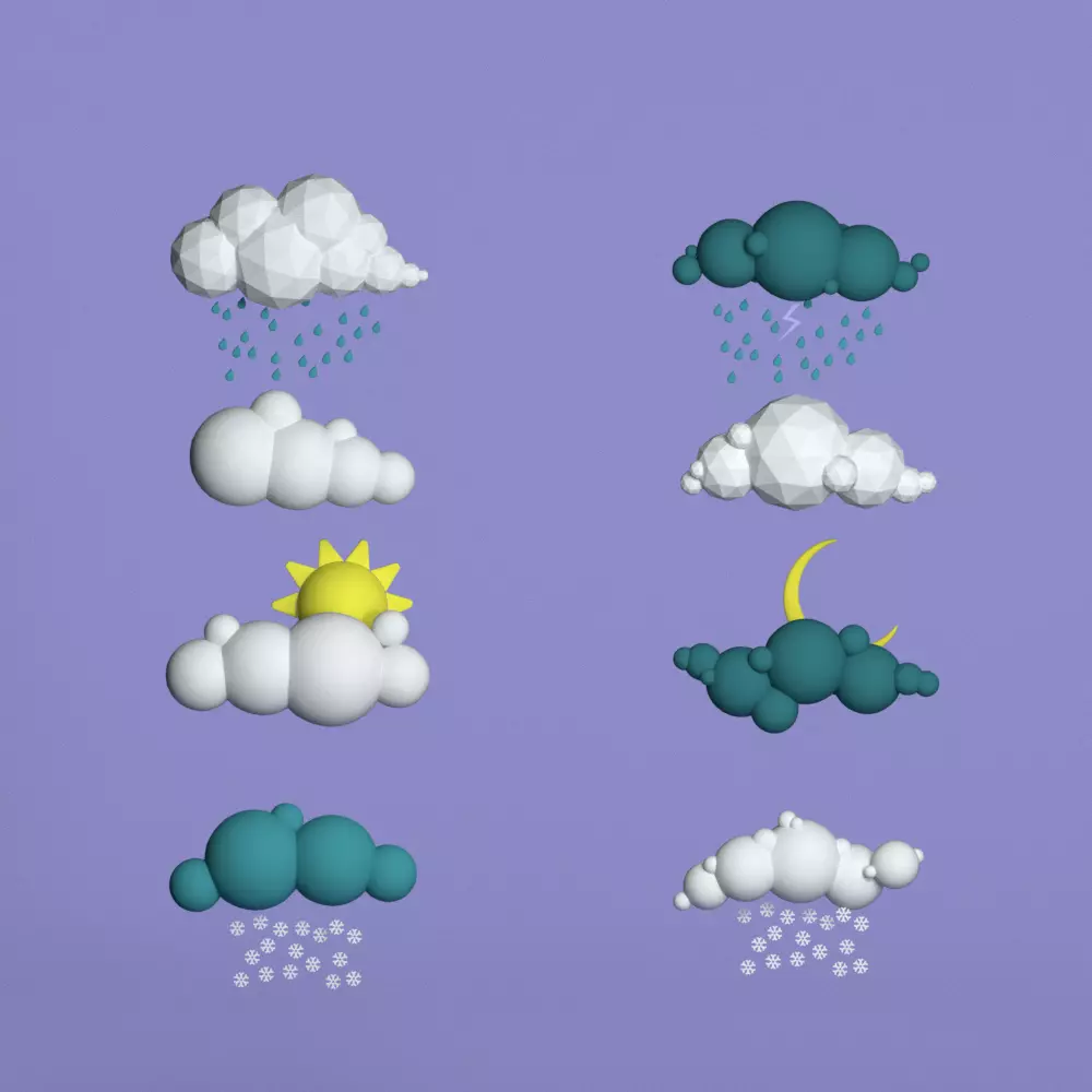 48 Low Poly Clouds Bundle Low-poly 3D model_0