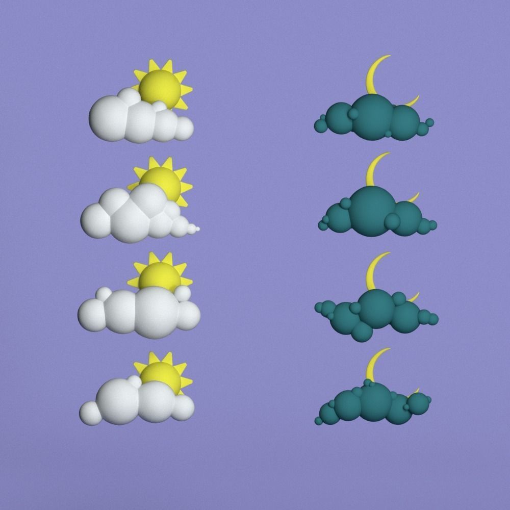 48 Low Poly Clouds Bundle Low-poly 3D model_2