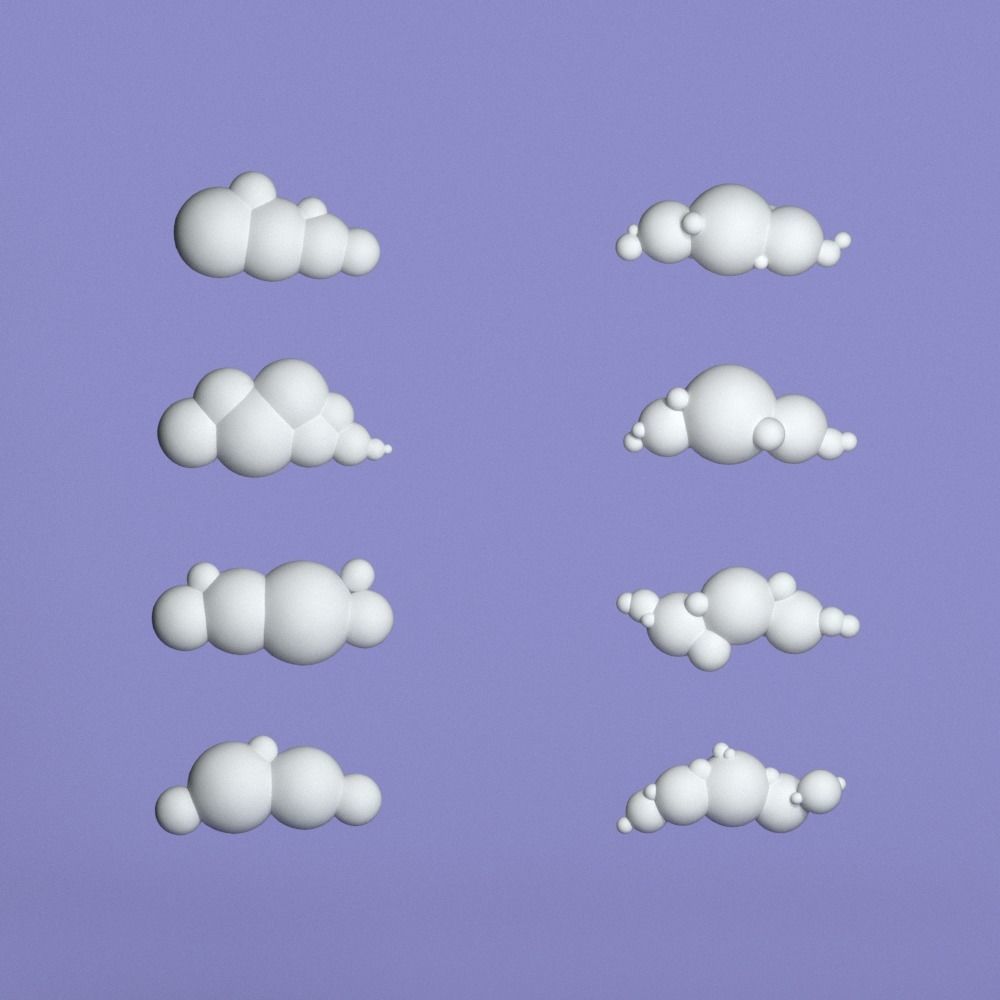 48 Low Poly Clouds Bundle Low-poly 3D model_5