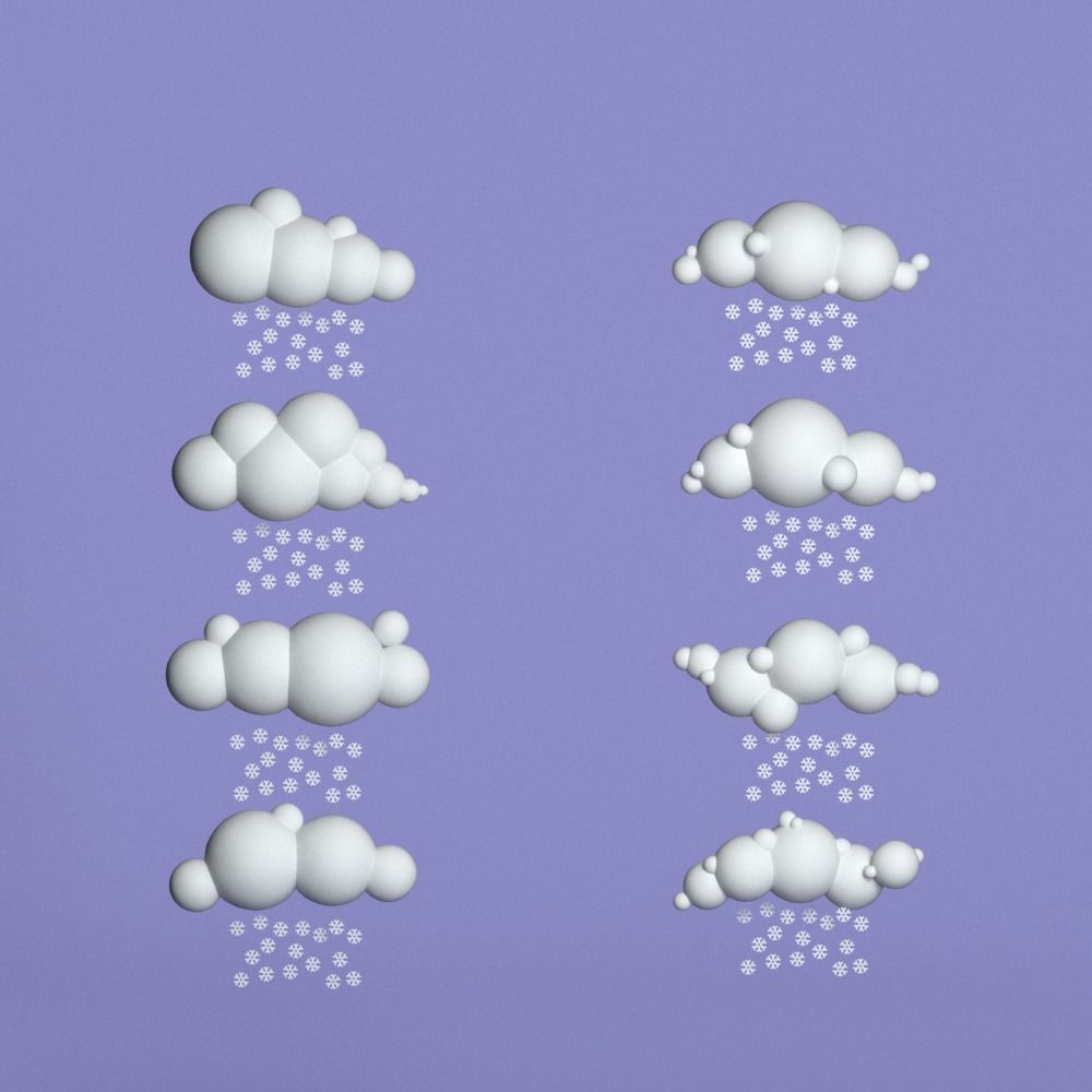 48 Low Poly Clouds Bundle Low-poly 3D model_1