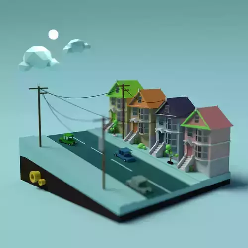 City street home and car