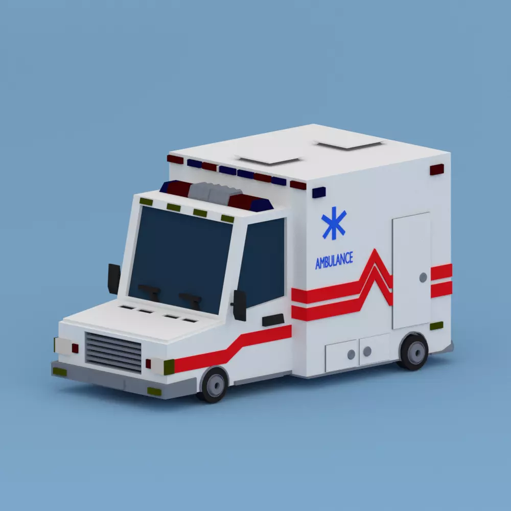 Cartoon Ambulance Low-poly 3D model_0