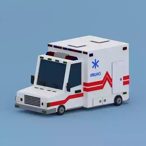  Cartoon Ambulance Low-poly 3D model