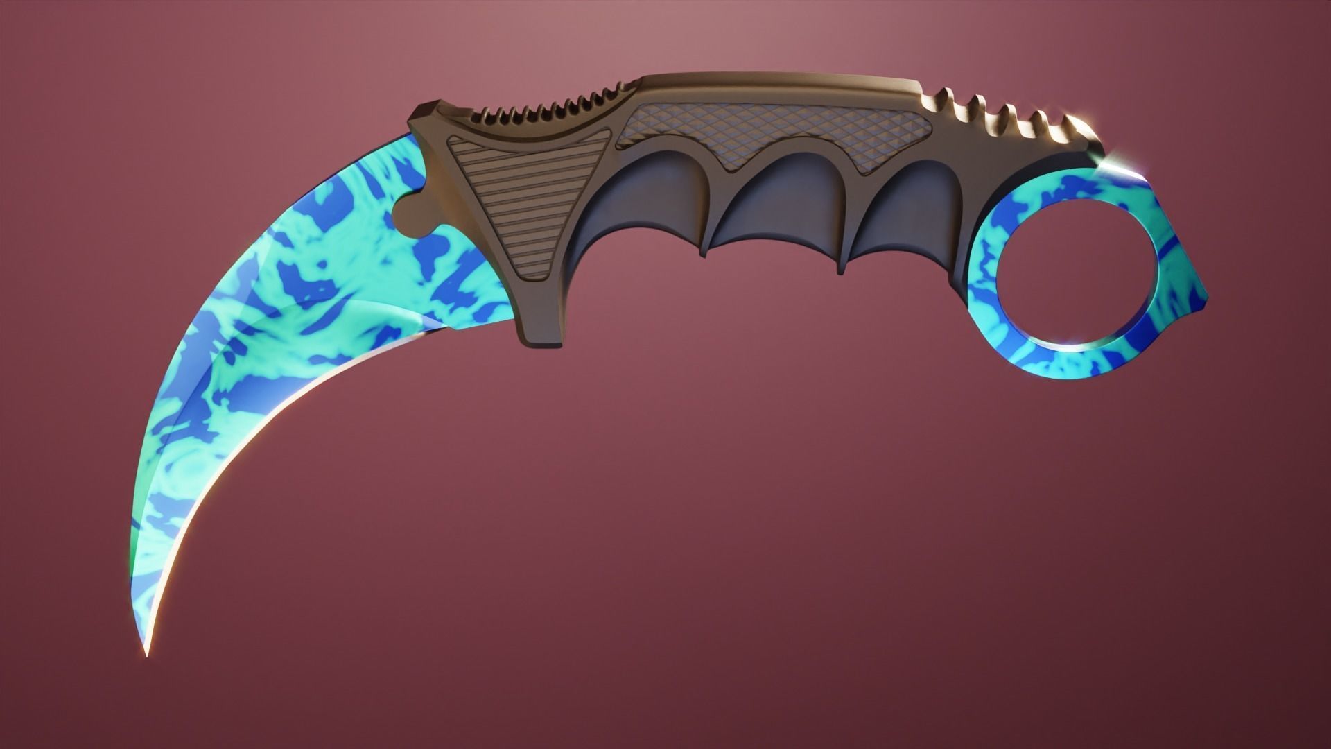 karambit knife - PBR Low-poly 3D model_10