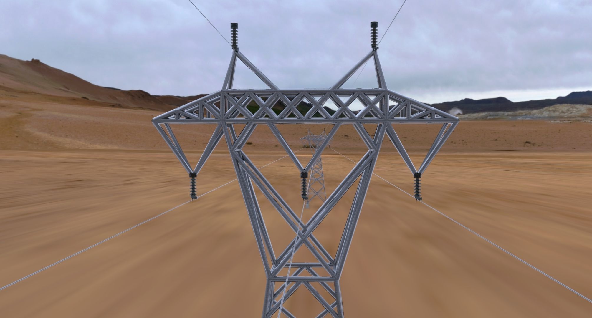 ELECTRICITY TOWER SET - 2 PIECES 3D Model Collection_6