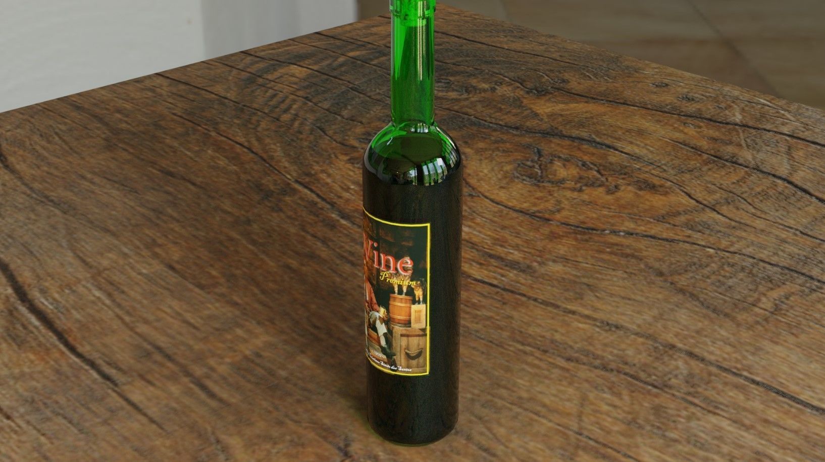 Wine Bottle - Garrafa de Vinho 3D model_4