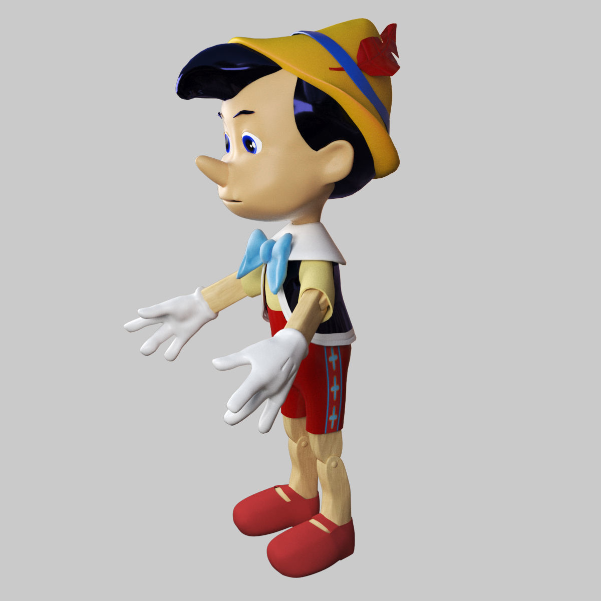 Disney Pinocchio 3D model Rigged in 3Ds Max Low-poly 3D model_5