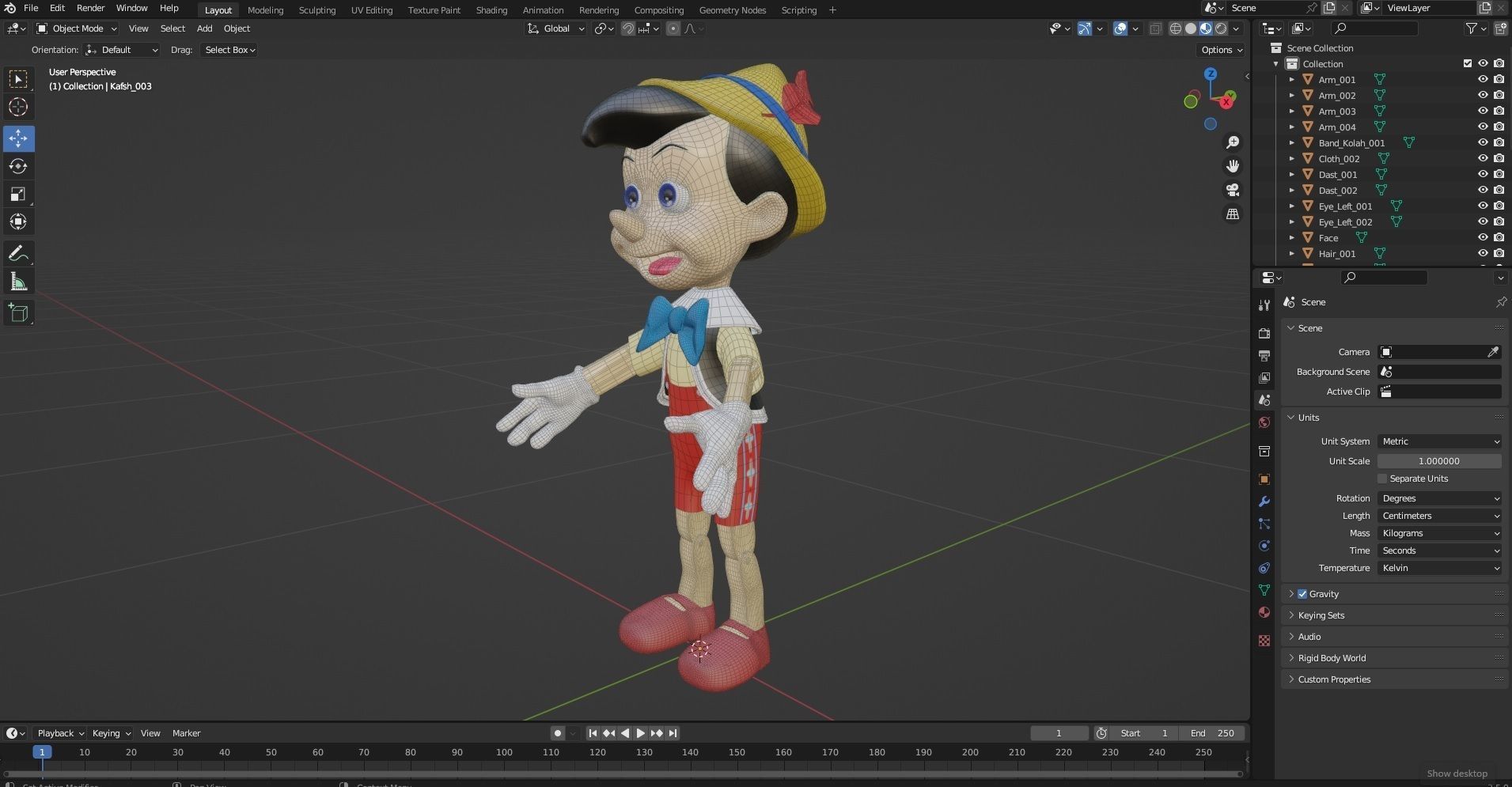 Disney Pinocchio 3D model Rigged in 3Ds Max Low-poly 3D model_8