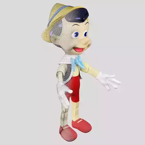 Disney Pinocchio 3D model Rigged in 3Ds Max Low-poly 3D model
