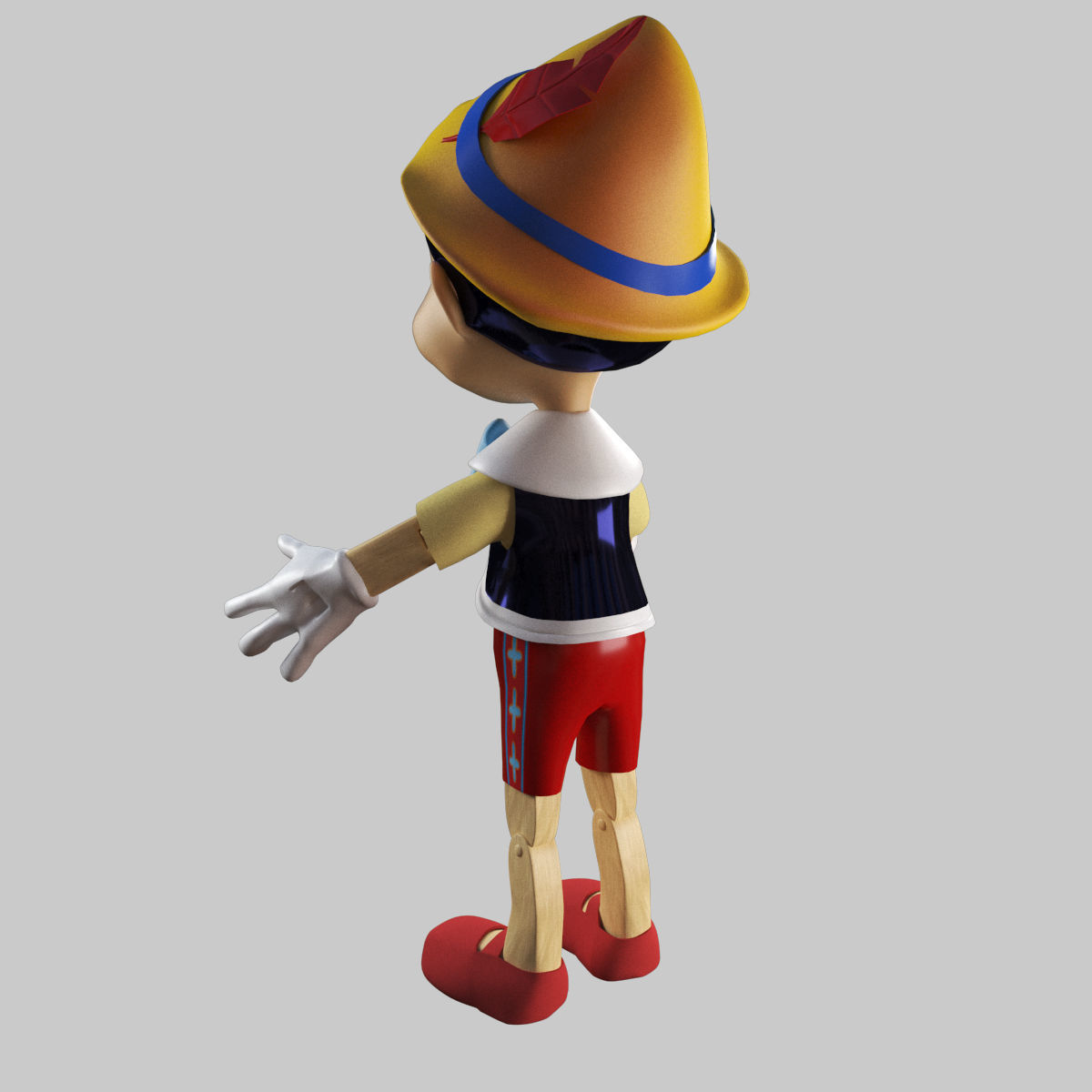 Disney Pinocchio 3D model Rigged in 3Ds Max Low-poly 3D model_6