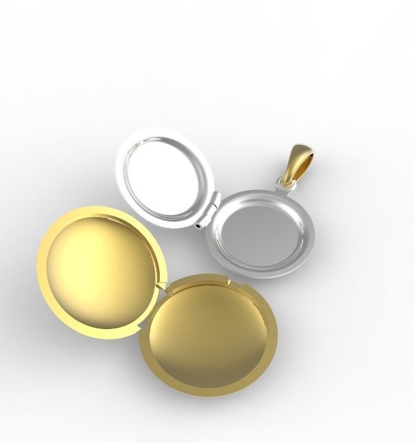 medallion round locket gold and gold 3D print model_3