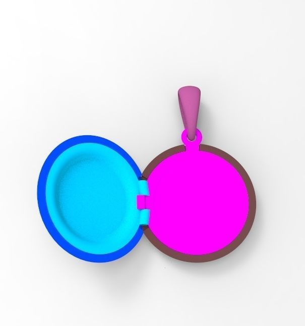 medallion round locket gold and gold 3D print model_10