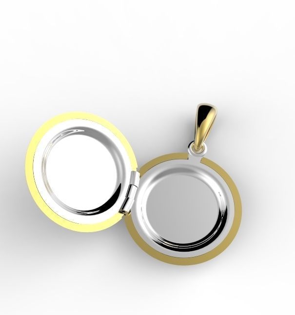 medallion round locket gold and gold 3D print model_2