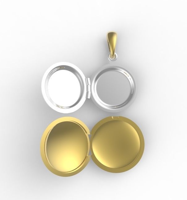 medallion round locket gold and gold 3D print model_4