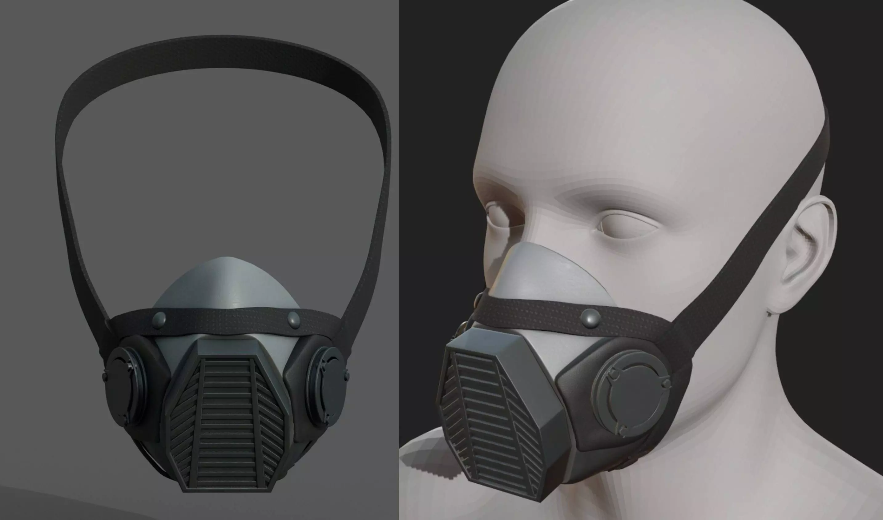 Gas mask helmet 3d model military combat fantasy Low-poly 3D model_0
