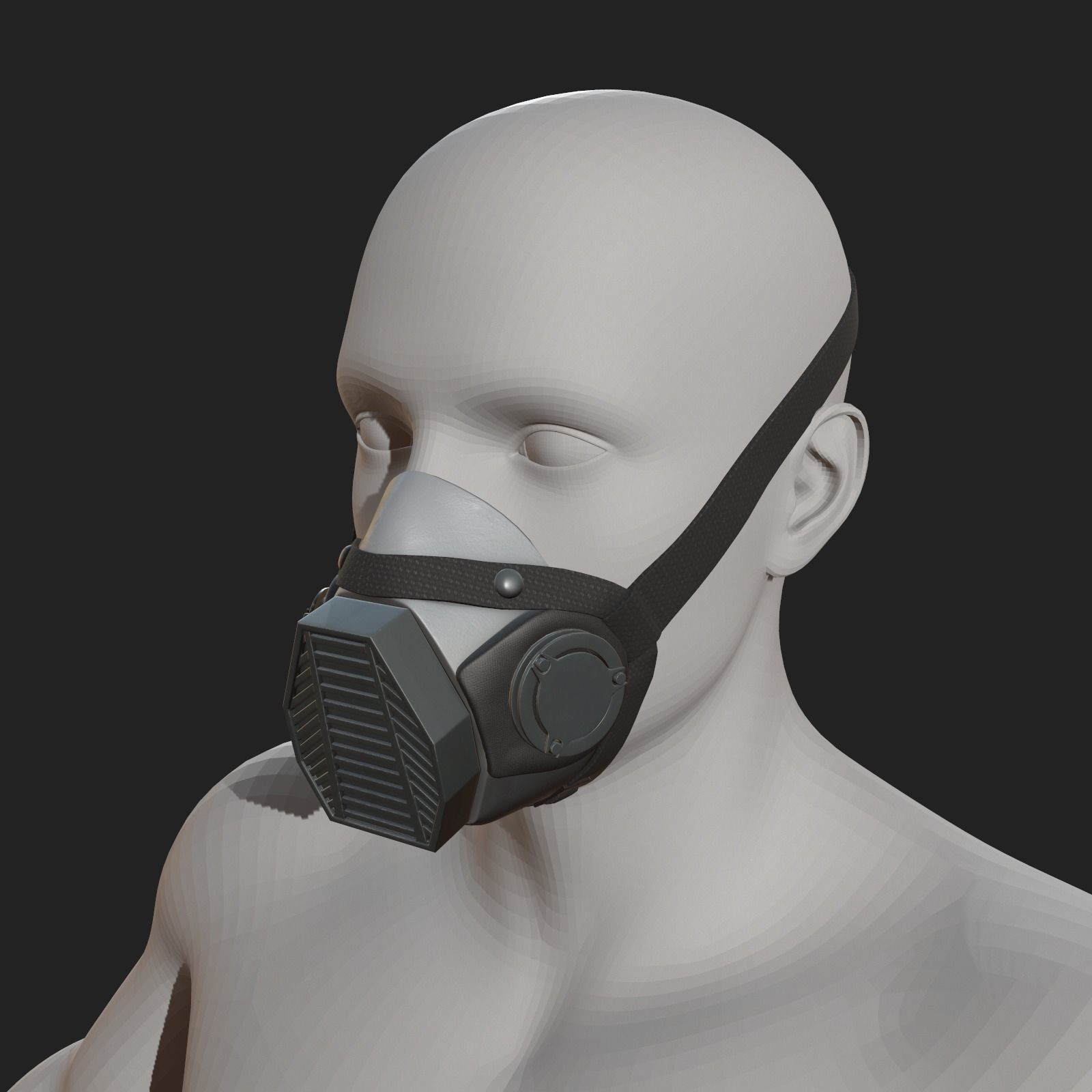 Gas mask helmet 3d model military combat fantasy Low-poly 3D model_9
