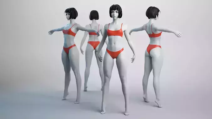 Female Basemesh 02 Low-poly 3D model