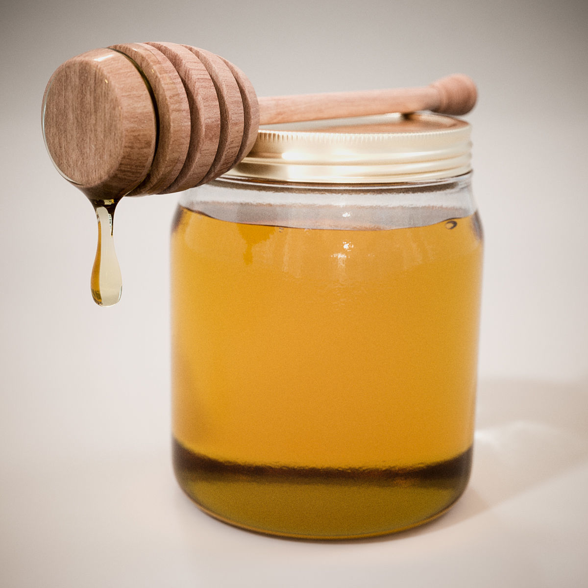 Honey slice of cake on plate 3D model_3