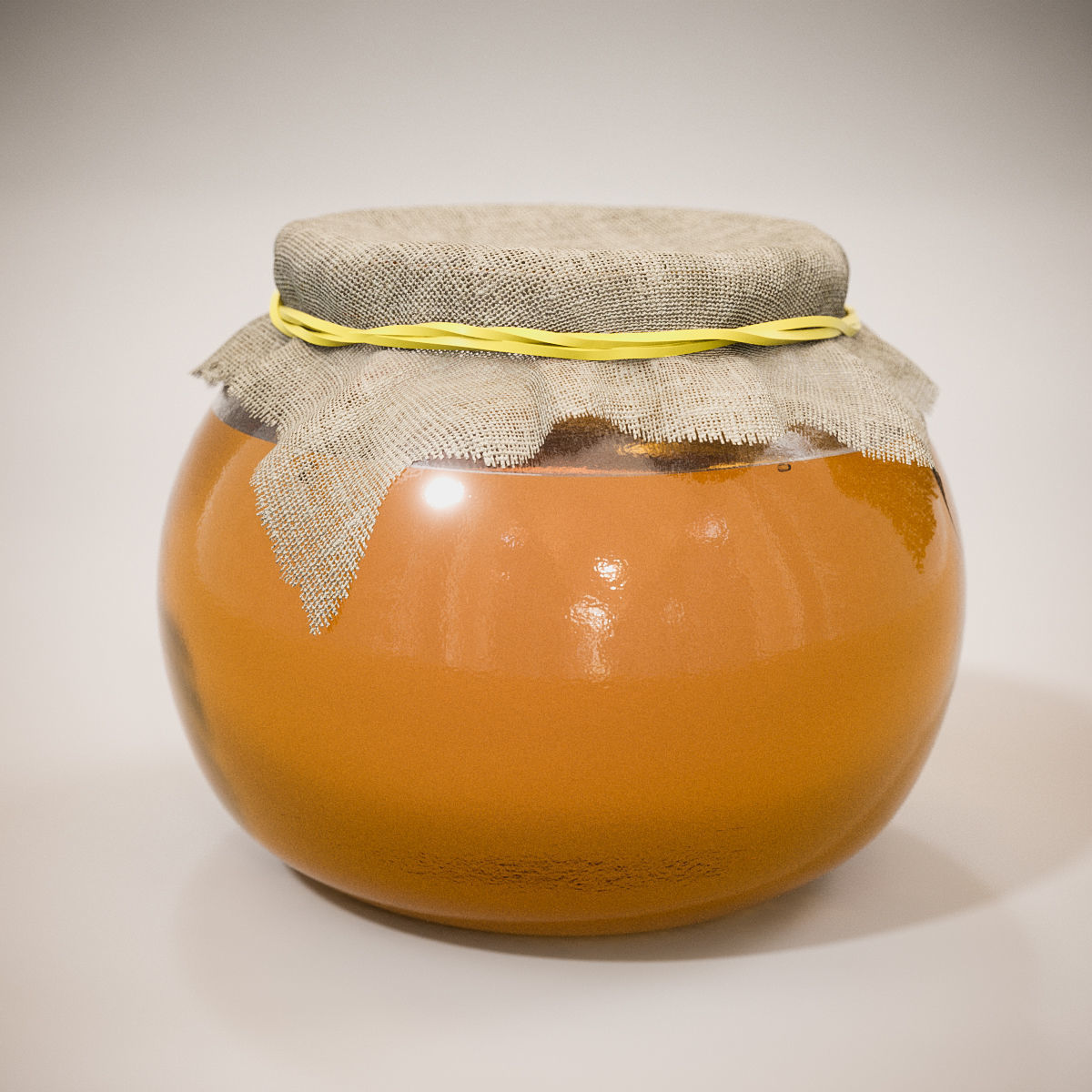 Honey slice of cake on plate 3D model_4