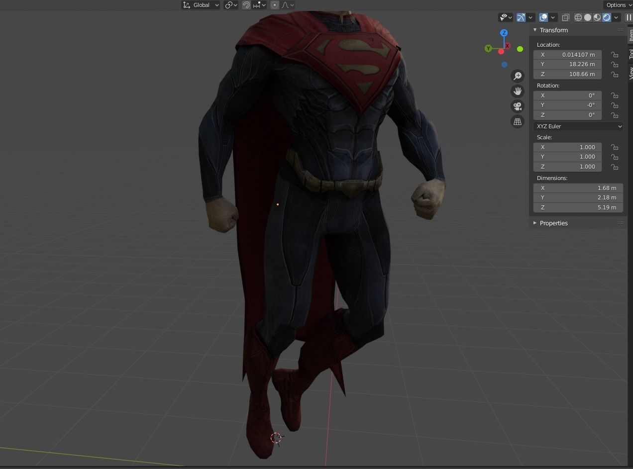 Superman flying in night sky Low-poly 3D model_5