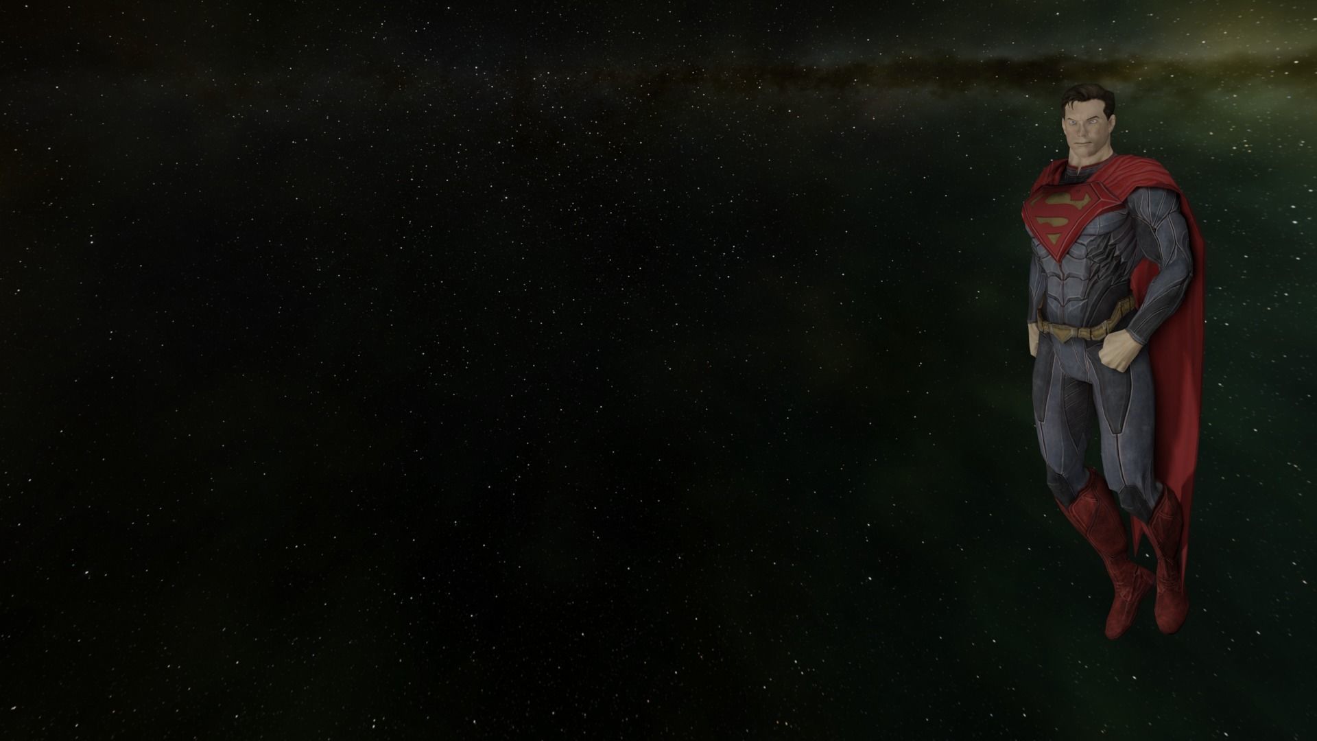 Superman flying in night sky Low-poly 3D model_3