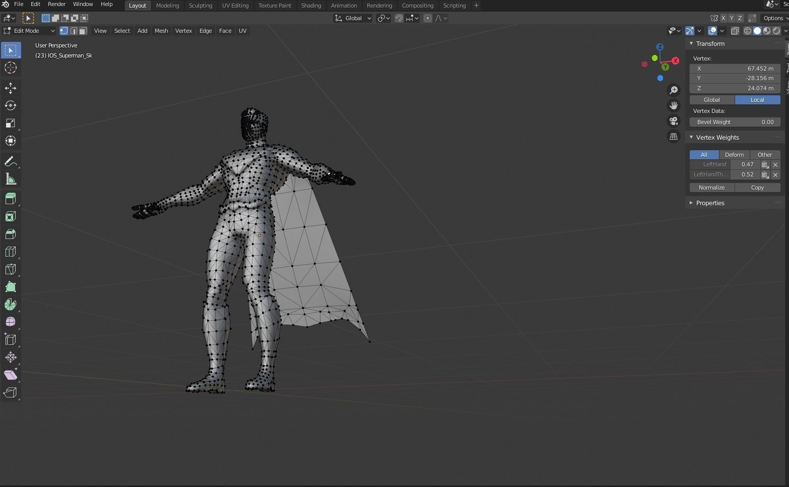 Superman flying in night sky Low-poly 3D model_9
