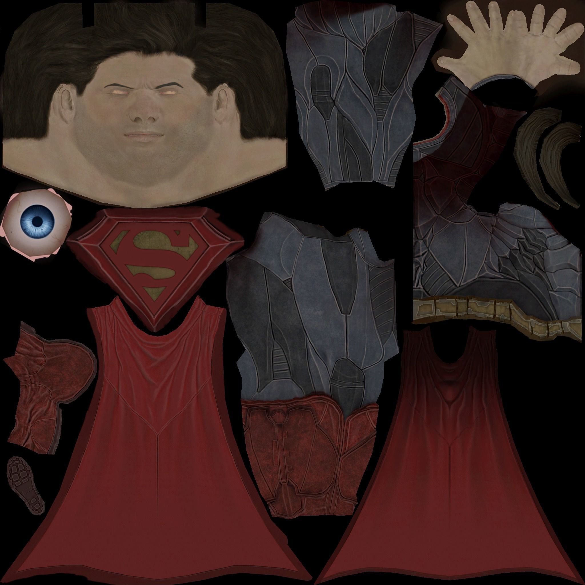 Superman flying in night sky Low-poly 3D model_13