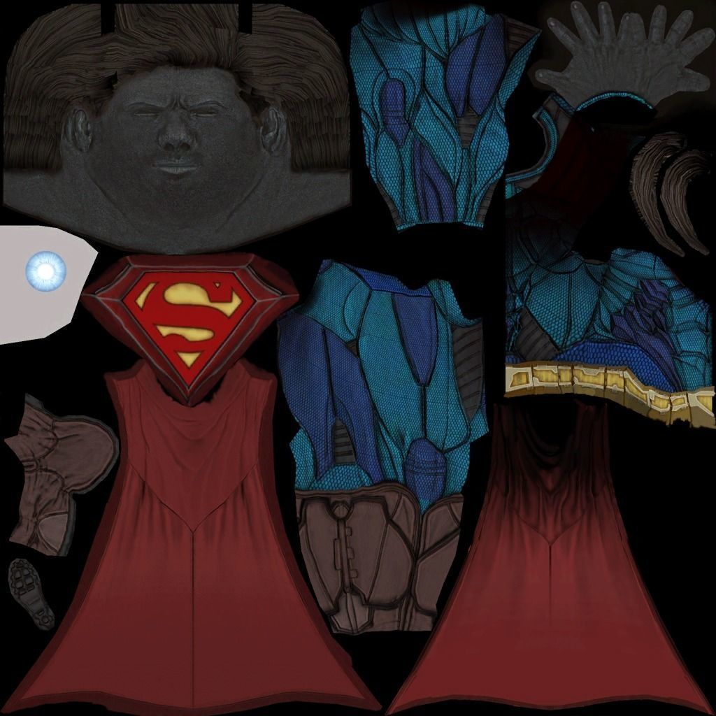 Superman flying in night sky Low-poly 3D model_10