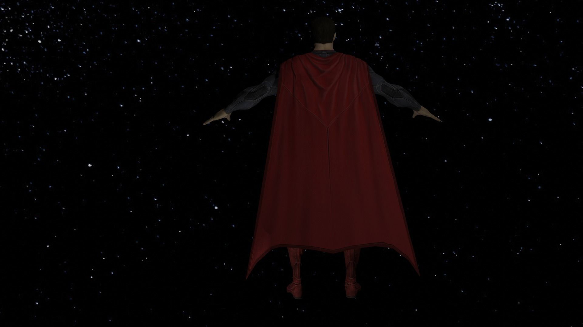 Superman flying in night sky Low-poly 3D model_2