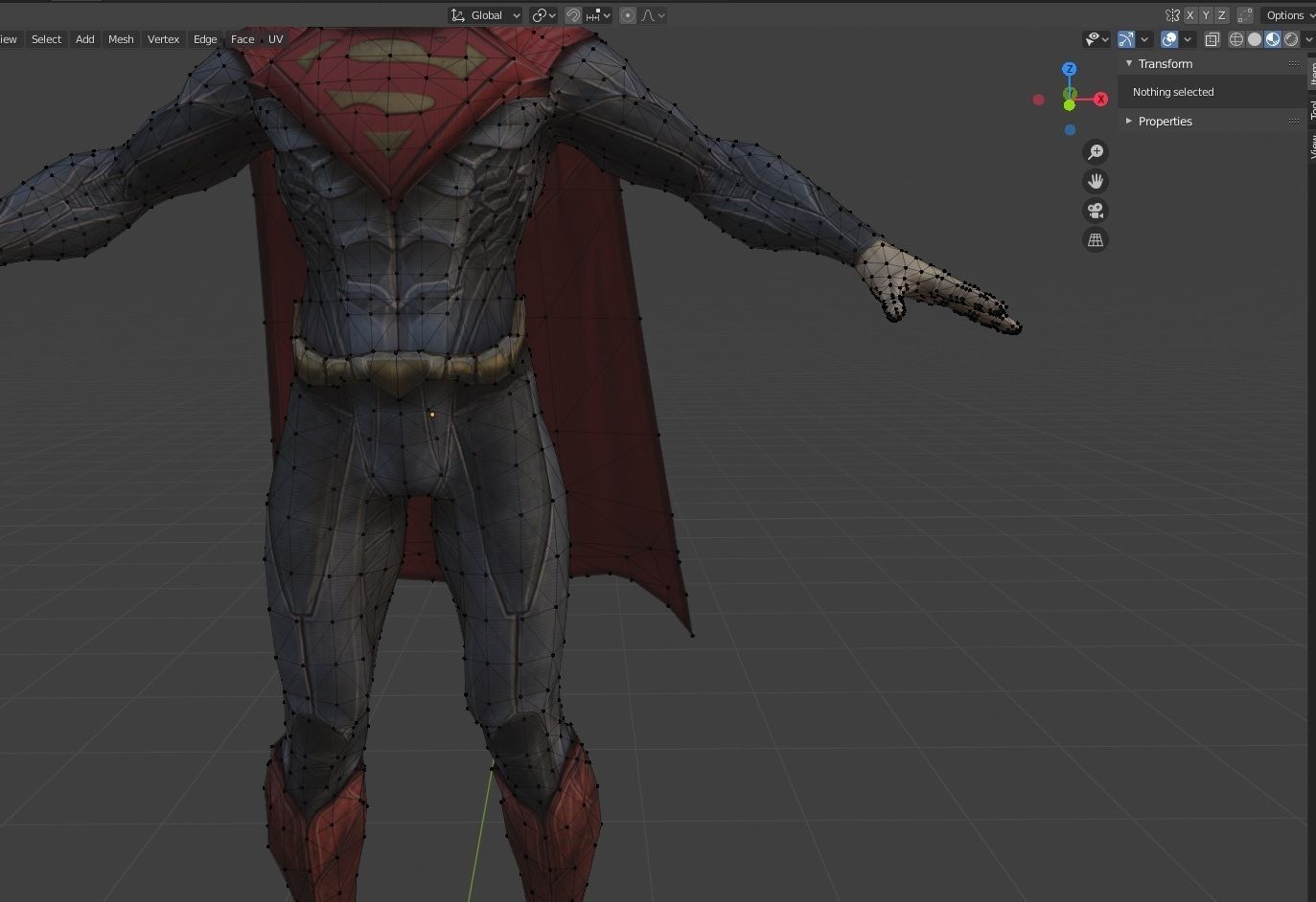 Superman flying in night sky Low-poly 3D model_6