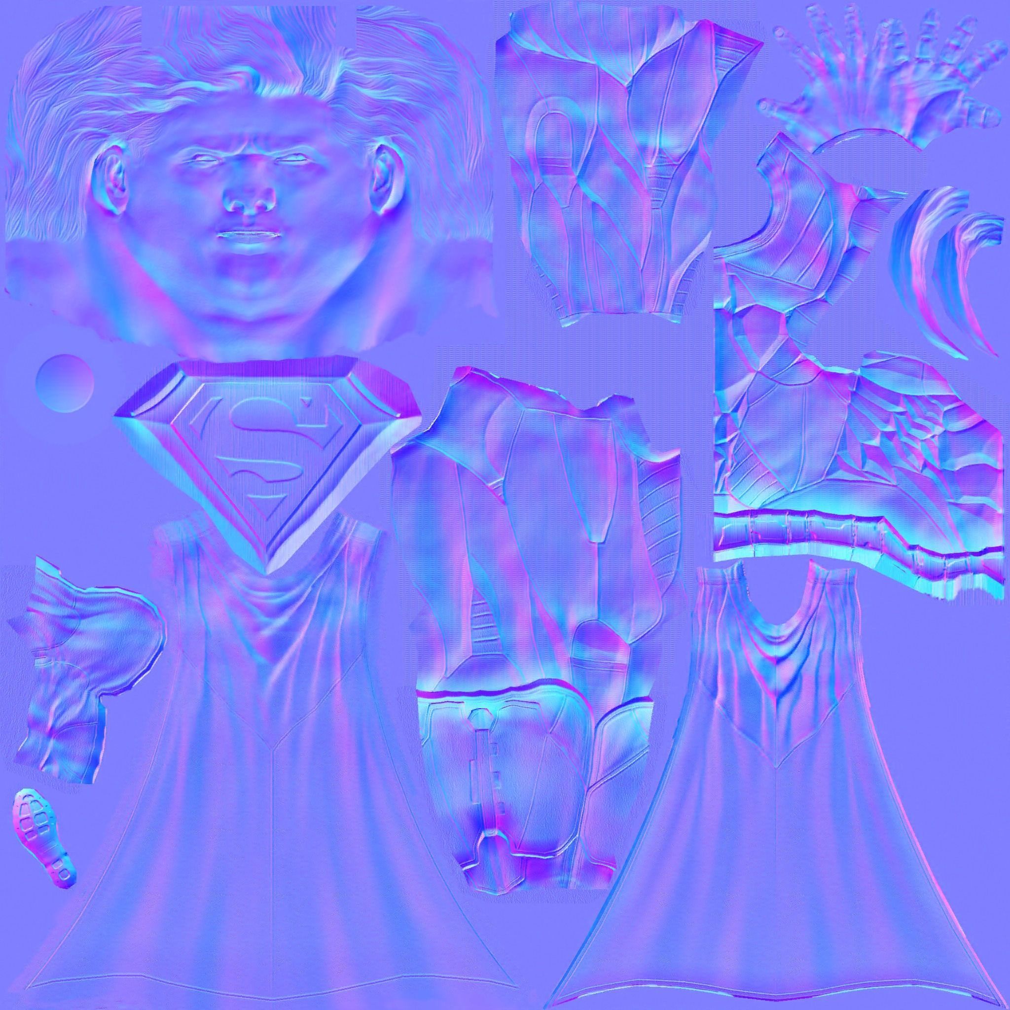 Superman flying in night sky Low-poly 3D model_12