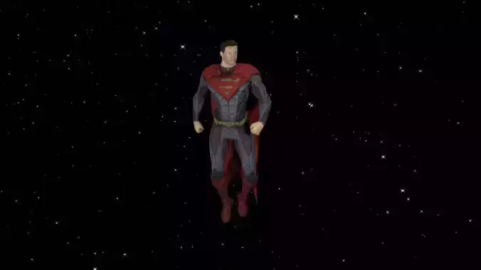 Superman flying in night sky Low-poly 3D model