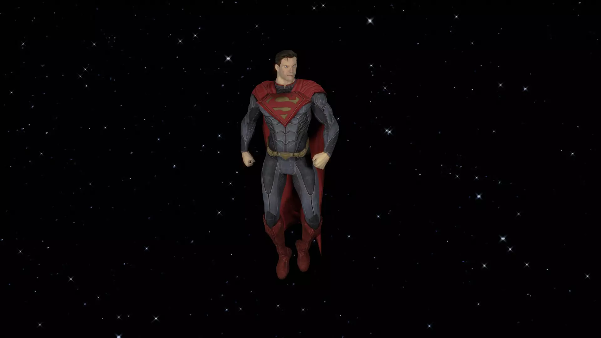 Superman flying in night sky Low-poly 3D model_0
