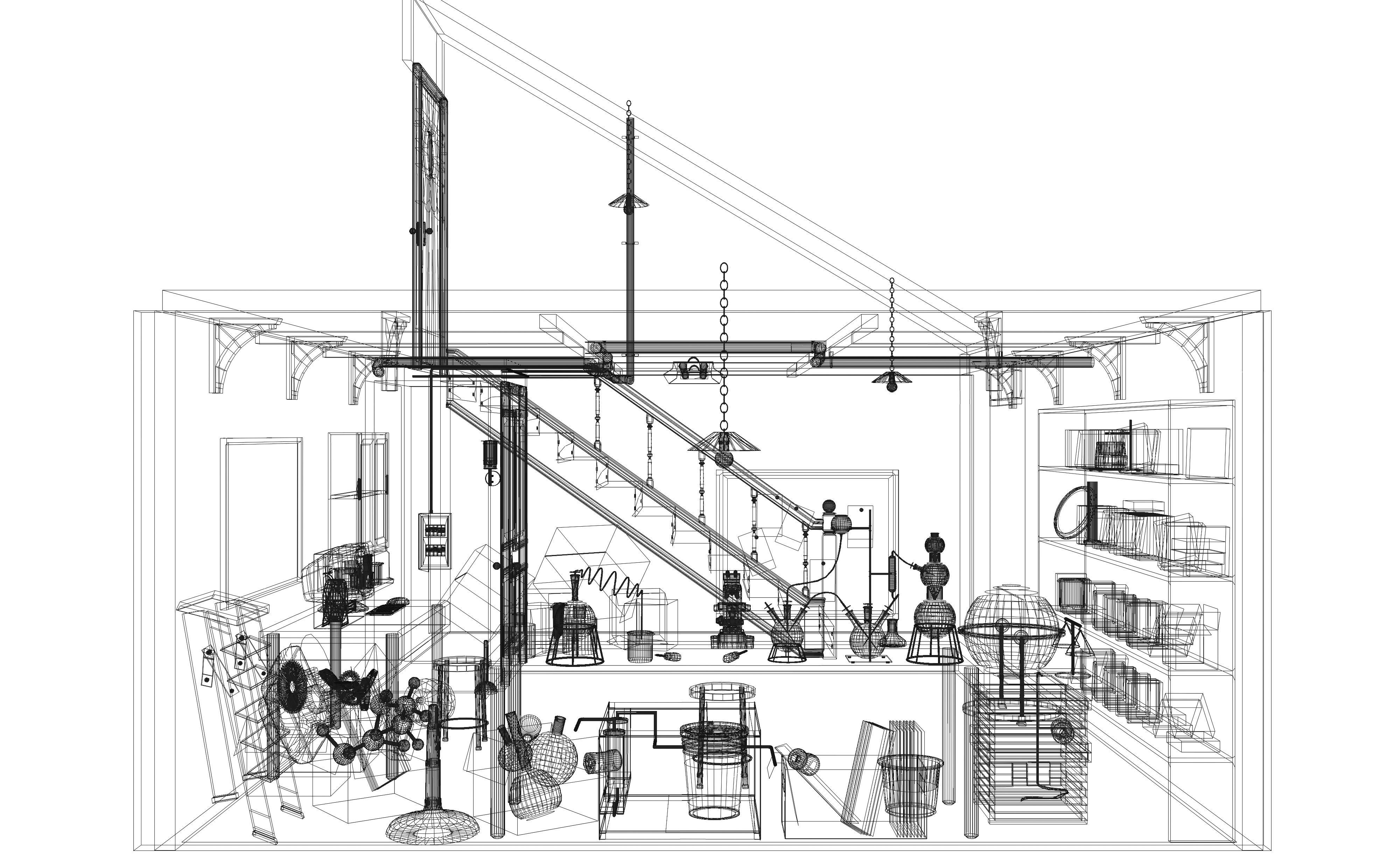 Basement laboratory Low-poly 3D model_15