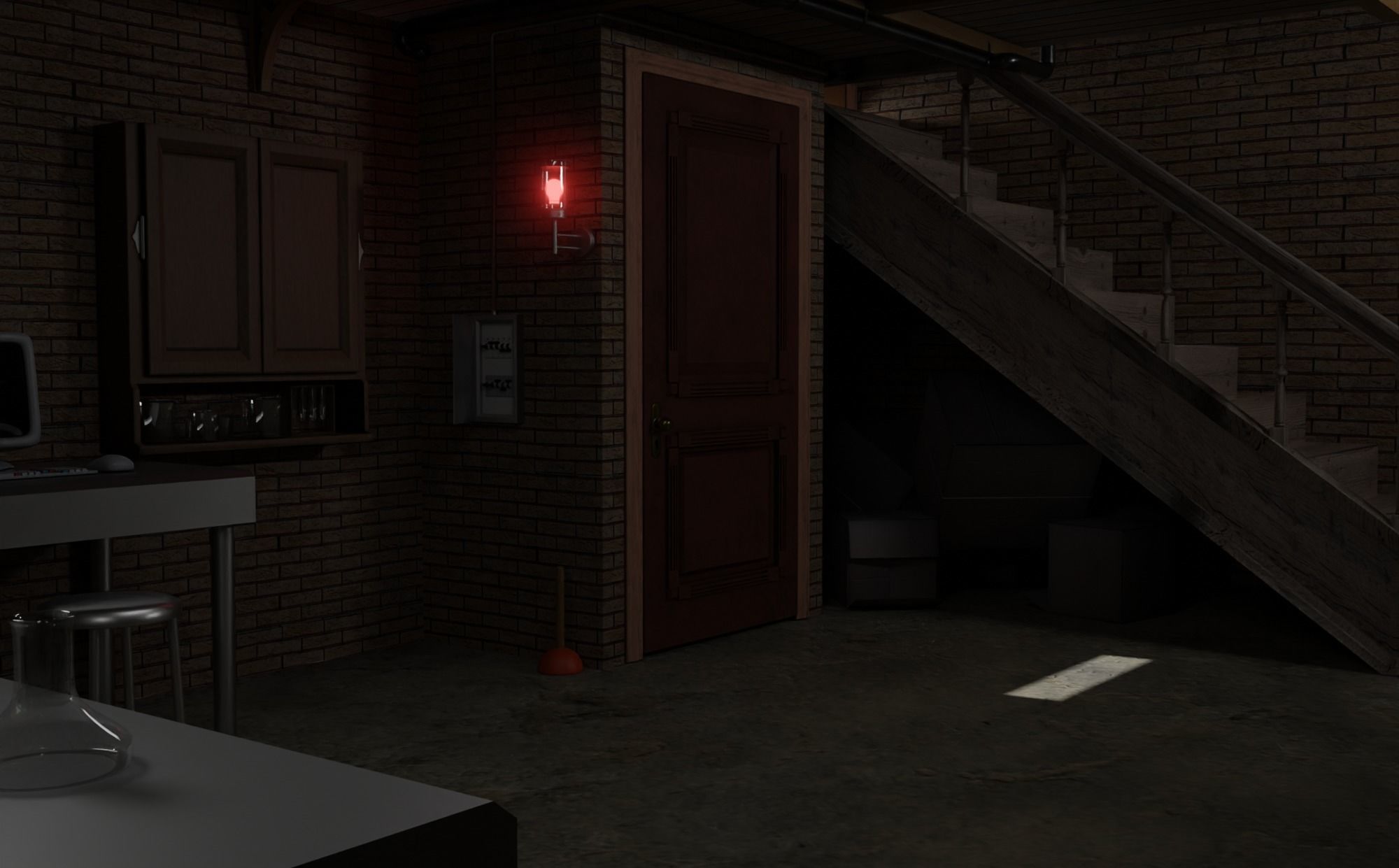 Basement laboratory Low-poly 3D model_2