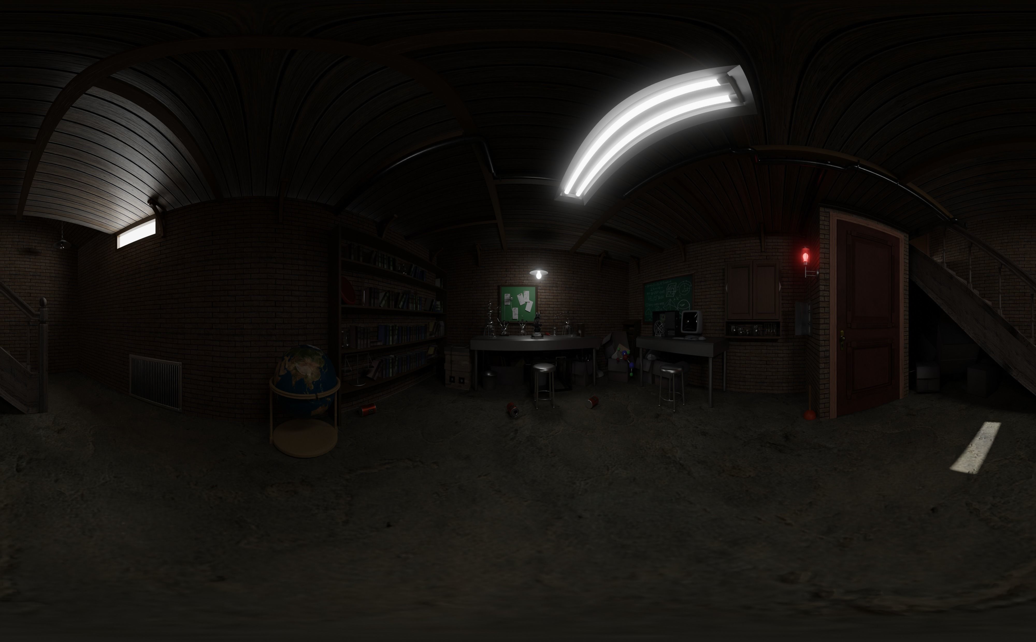Basement laboratory Low-poly 3D model_1