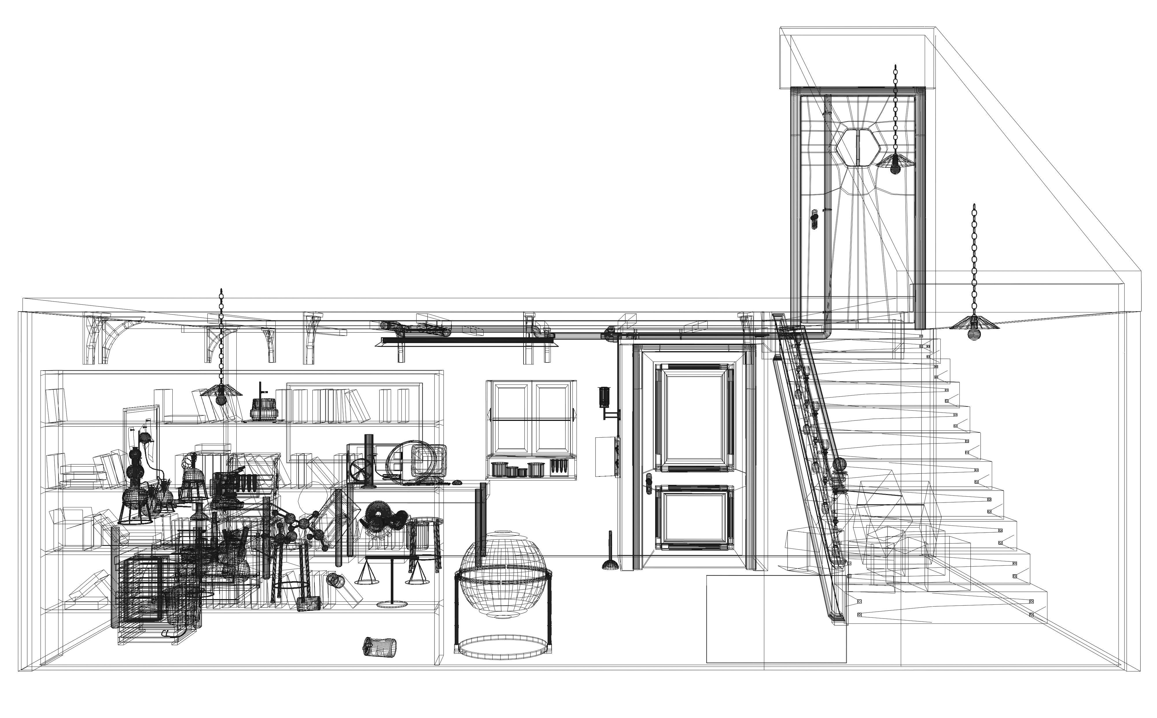 Basement laboratory Low-poly 3D model_14