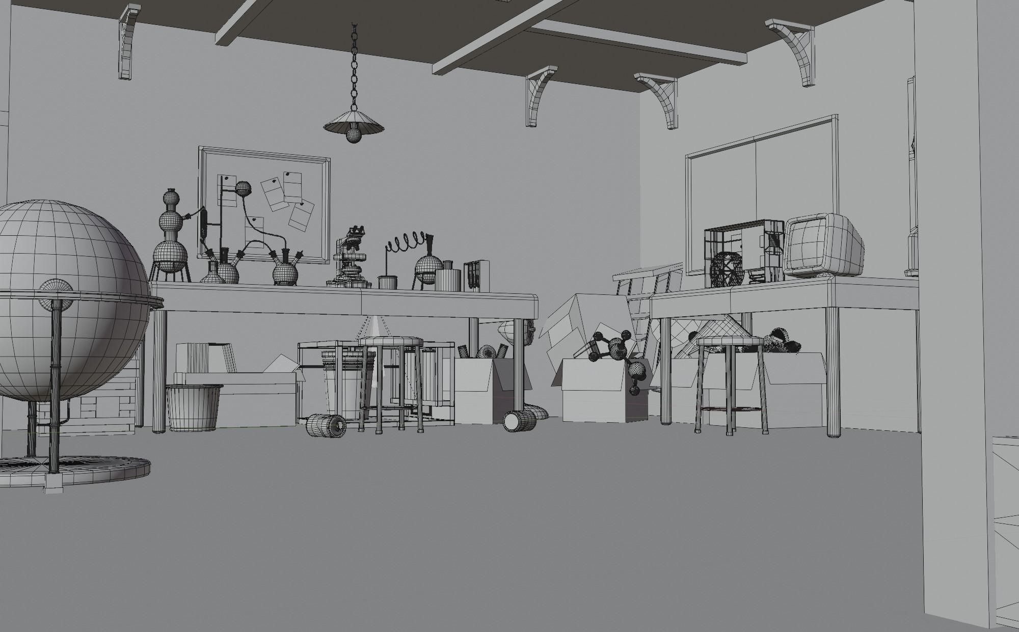 Basement laboratory Low-poly 3D model_9