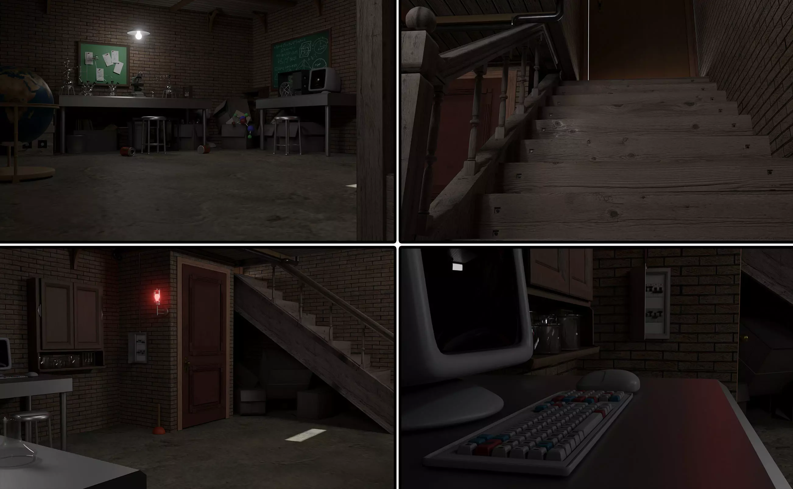 Basement laboratory Low-poly 3D model_0