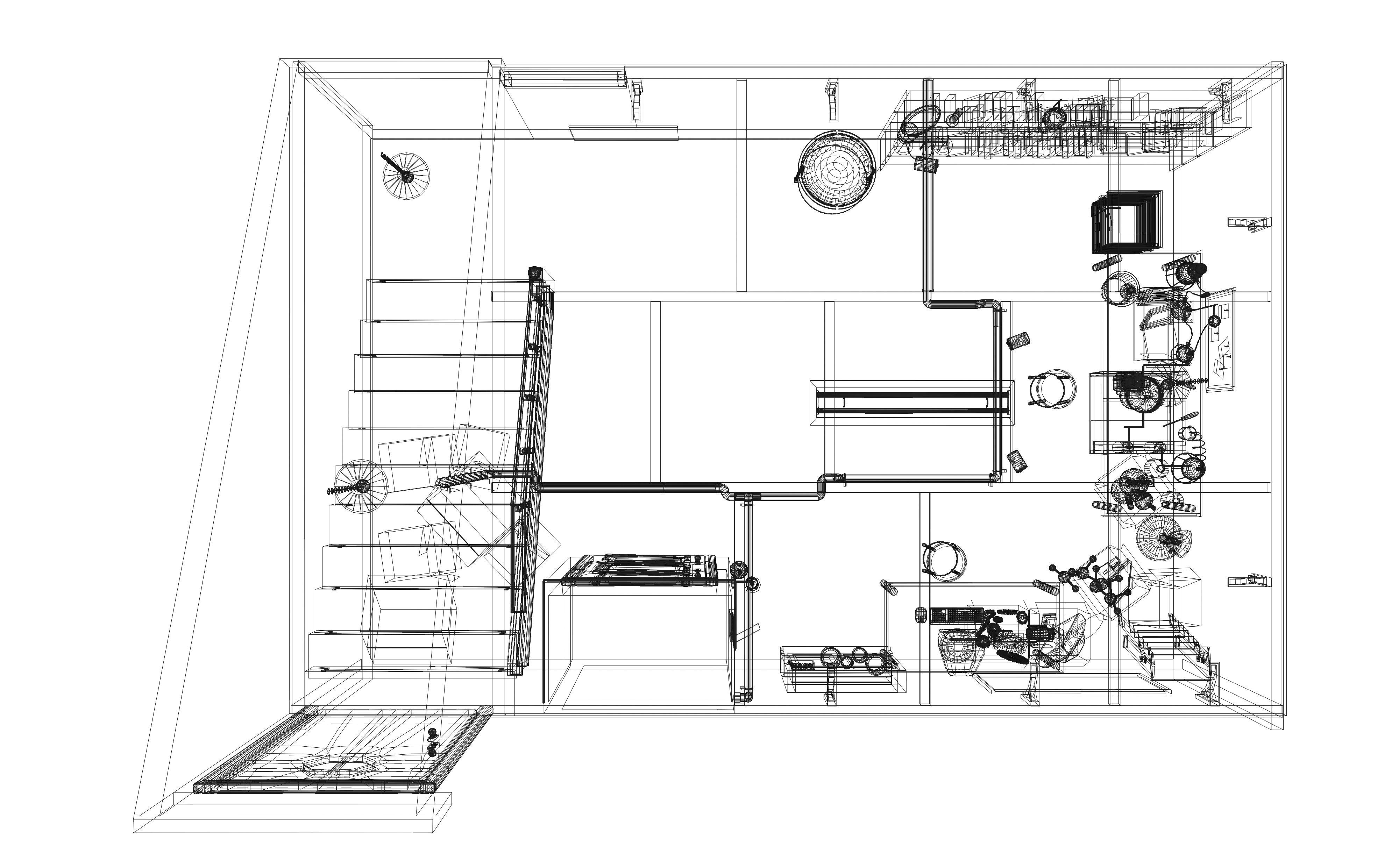Basement laboratory Low-poly 3D model_13