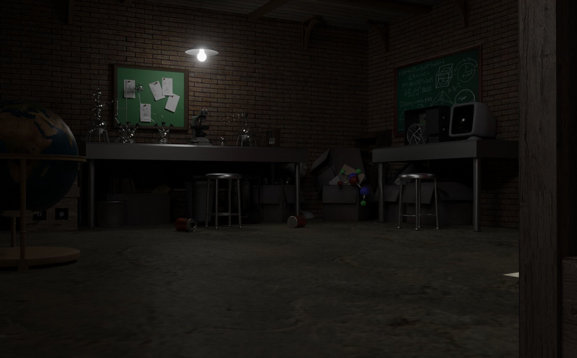 Basement laboratory Low-poly 3D model_7