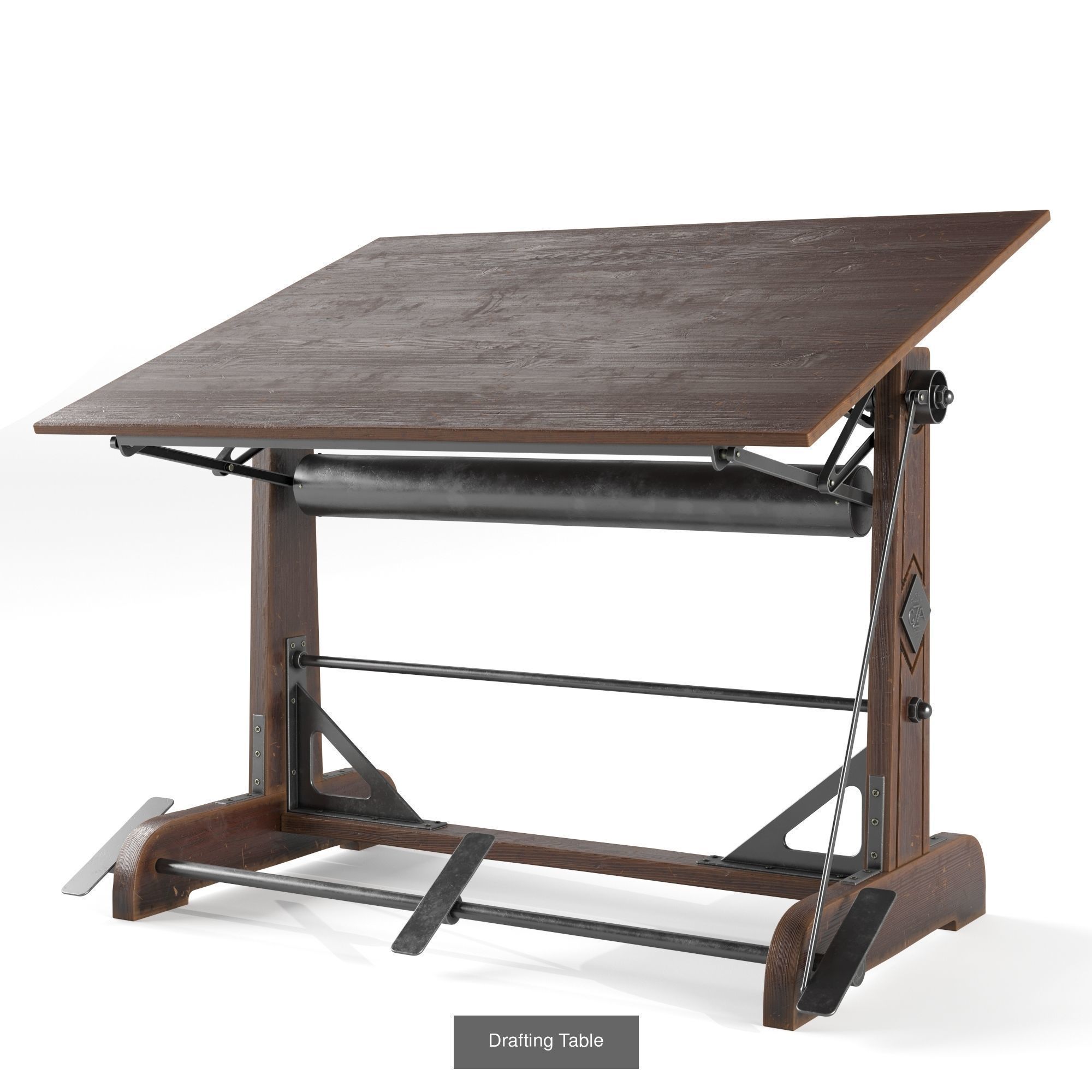 Elegant Set  of Drafting Tables and chairs 3D Model Collection_2